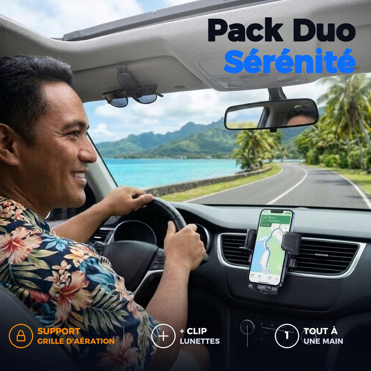 Pack Duo Sérénité support grille d'aération + clip lunettes