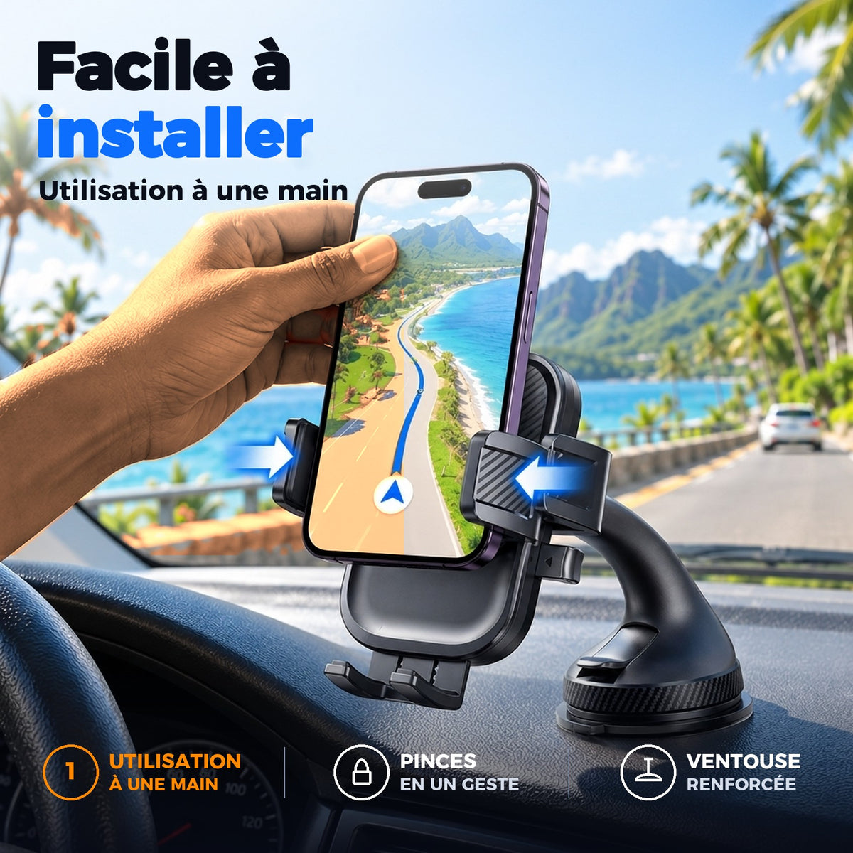 Support pare-brise facile à installer
