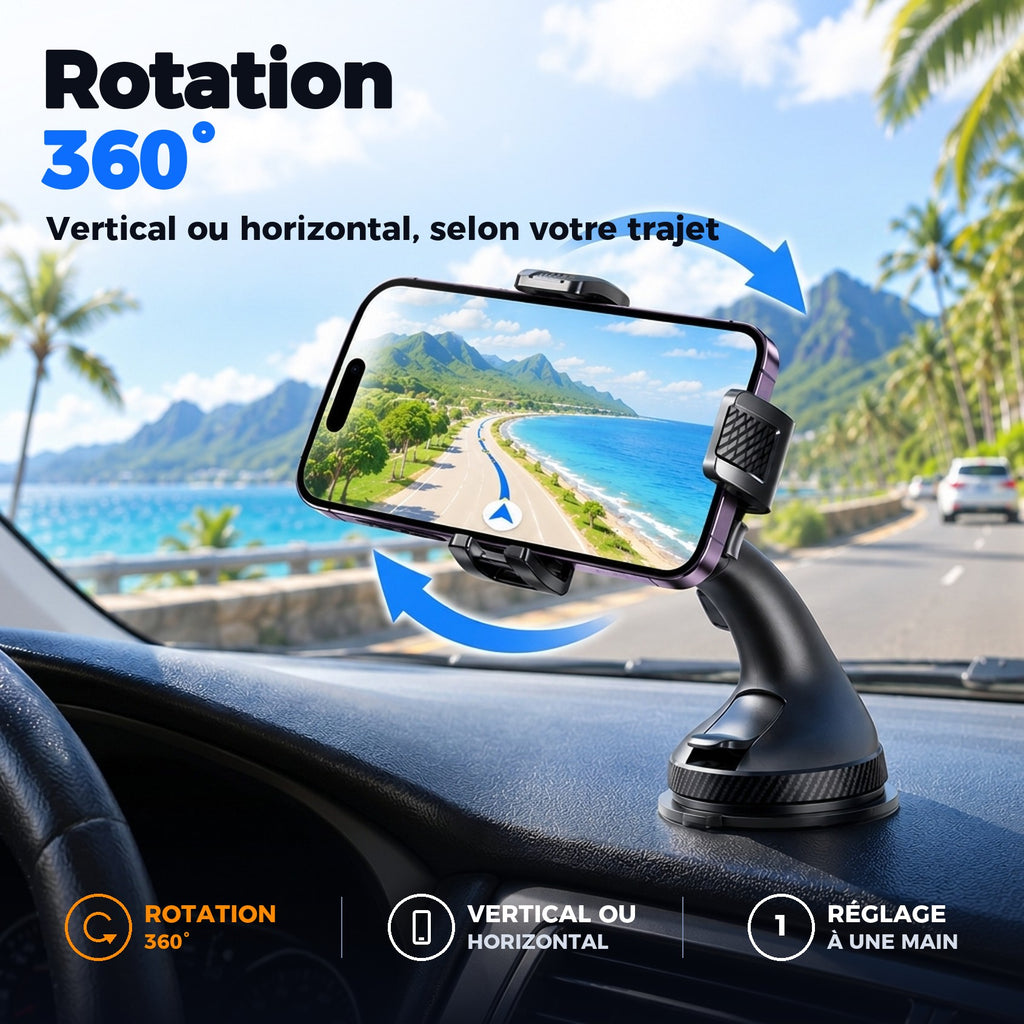 Rotation 360° du support pare-brise