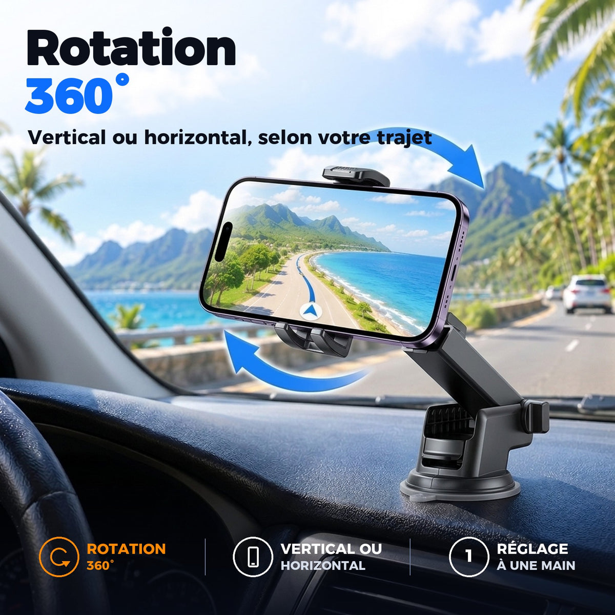 Rotation 360° vertical ou horizontal