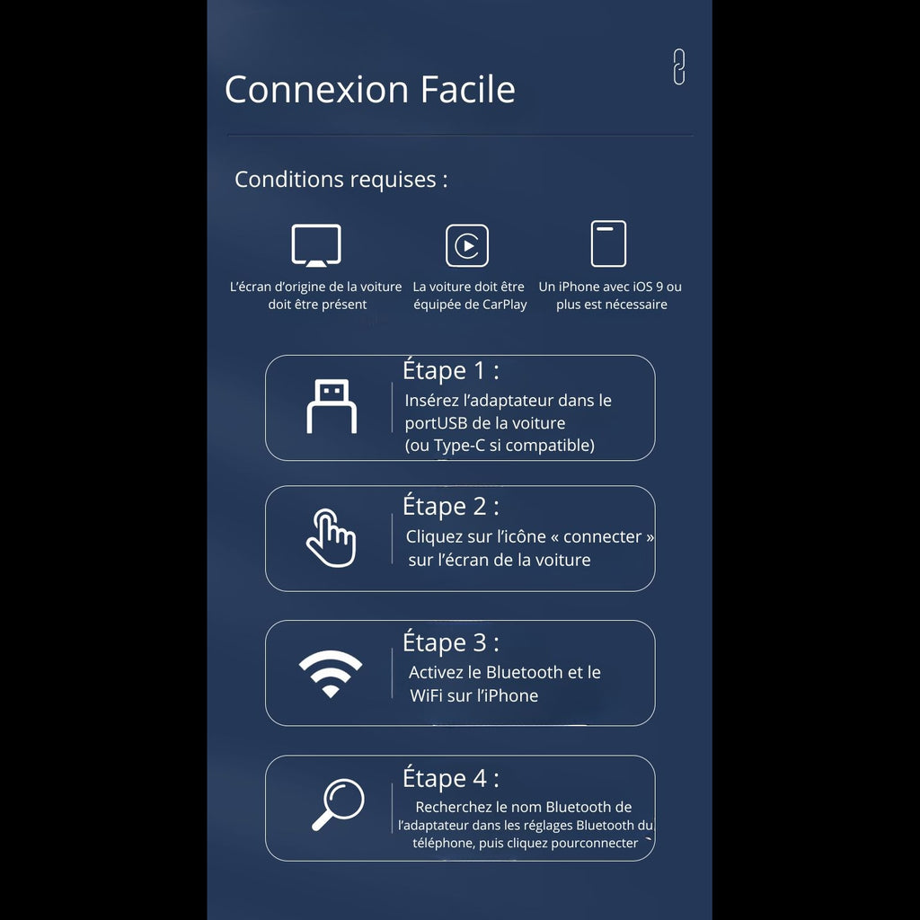 Émetteur Apple CarPlay / Android Auto Sans Fil