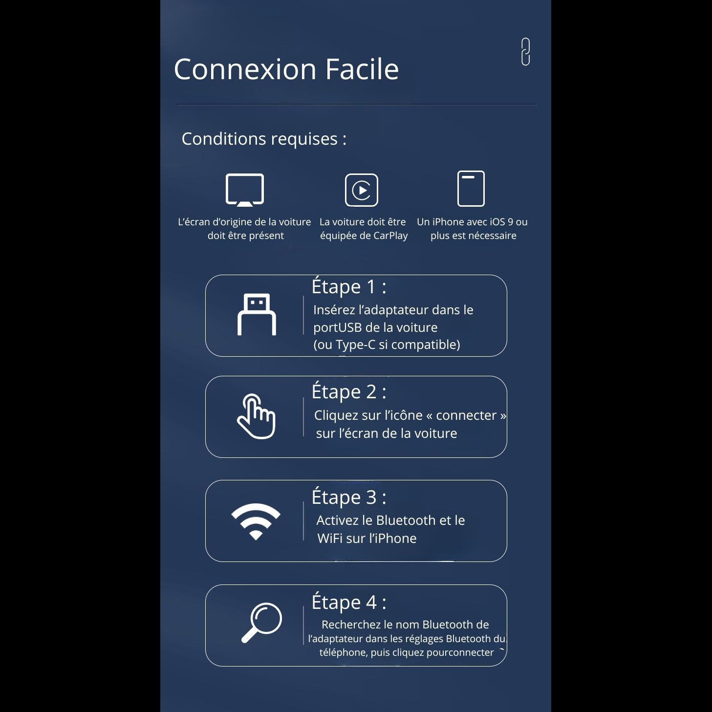 Émetteur Apple CarPlay / Android Auto Sans Fil
