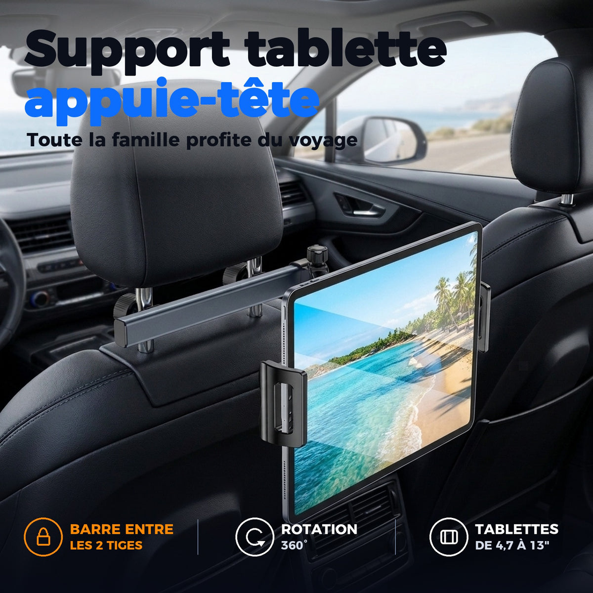 Support tablette appuie-tête voiture MBI