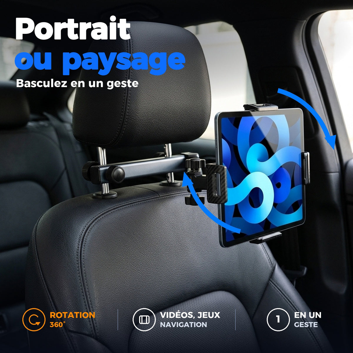 Portrait ou paysage, rotation 360°
